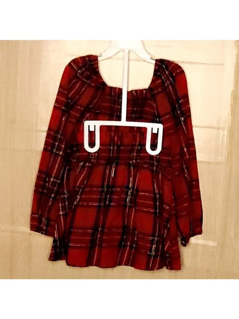 Therabouts Girls New Red Plaid Long Sleeve Top And Skirt Outfit 6-6X